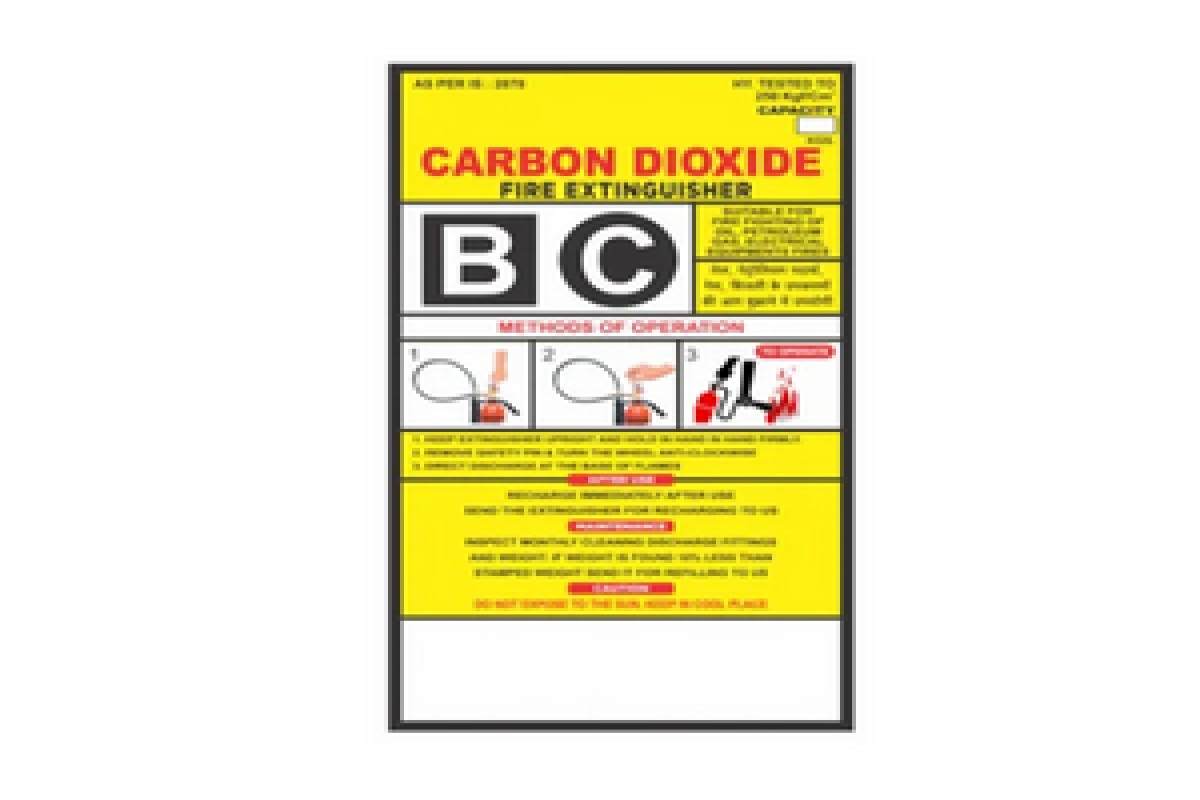 Co2 Type Fire Extinguisher Label Fire Extinguisher Information Labels 